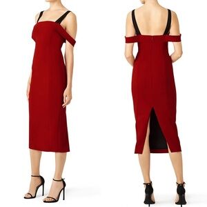 Cinq a Sept Rust Nova Midi Dress Back Slit Celebrity Favorite